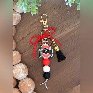 College Game Day THE Ohio State
Tote Purse Beaded Bag Charm Red and White 6"